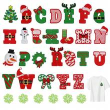 32 Pcs Christmas Iron On Patches, Letter Embroidery Cloth Applique Sew-On Patches For Christmas Clothing DIY Craft Decoration, Festival Ornaments{Inchcolor_nameinch:Inch32Pcsinch} - 32件 - 查看 1