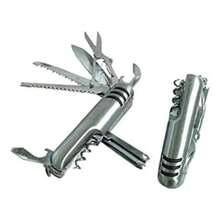 Navaja Tipo Suiza Commando 13 En 1 Acero Inoxidable Multiusos de Bolsillo Con Llavero - Plateado - Ver 3