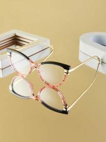 1pc Women's Fashion Non-Prescription Glasses, New Cat Eye Metal Frame, Versatile Personalized Stylish, Suitable For Street Photography, Holidays, Daily, Home, Commute, Online, Office, Computer, Reading