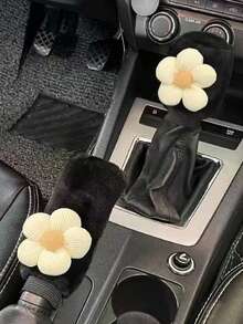 Cute Floral Winter Plush Gear Shift Knob Cover, Handbrake Cover, Automatic/Manual Transmission Universal Car Accessories Set - one-size - View 15