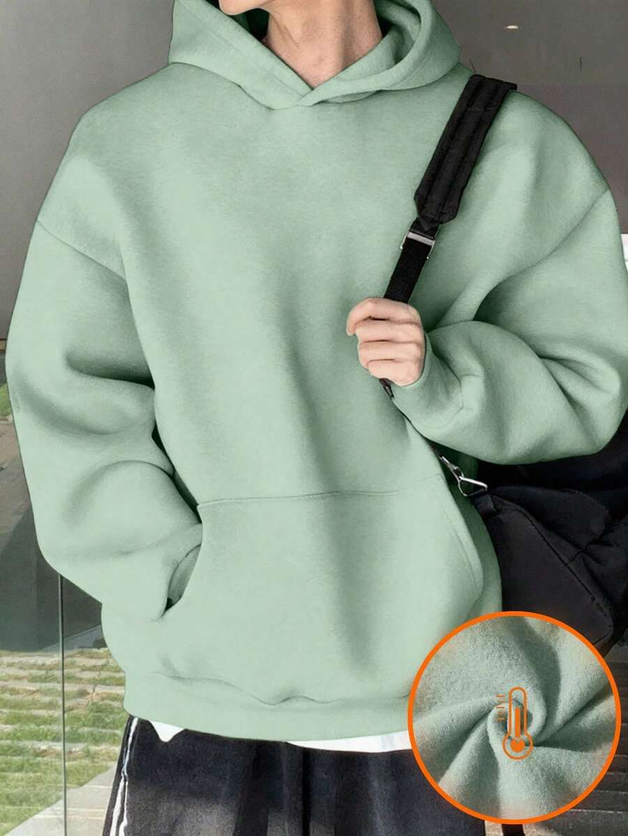 1件青少年男童休闲宽松套头卫衣，街头风，春秋季 - 綠色 - 查看 1
