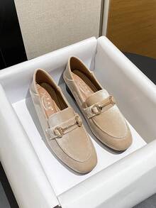 Mengshangli Francuskie, brytyjskie, skórzane, wsuwane buty robocze na średnim obcasie, mokasyny damskie - Brudny różowy - Zobacz 2