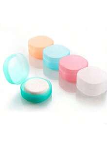 20pcs Small Transparent Plastic Round Holder - Portable Cosmetic Pad & Makeup Remover Organizer, Sealed Travel Design For Brushes, Balls, Beads - Durable Bathroom & Vanity Storage, Makeup Remover Holder, Smooth Finish, Transparent Storage Box Transparent Plastic Round Holder - Multicolor - View 3