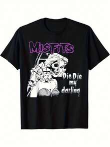 Men's Misfits Die My Baby Gothic Anime Graphic T-Shirt - Black Punk Band Tee With Skull ; Misfits Lettering. Bold Purple ; White Design. Edgy Harajuku Style. Regular Fit Short Sleeve Shirt For Concerts. Casual Wear ; Statement Outfits. Machine Washable. Adult Sizes S-XXL (Official Misfits Merchandise),Graphic Tees Men - Black - View 1