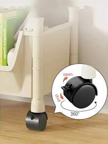 Carro de almacenamiento móvil de cuatro niveles, con un diseño portátil y multifuncional con ruedas giratorias bloqueables. - Blanco - Ver 11