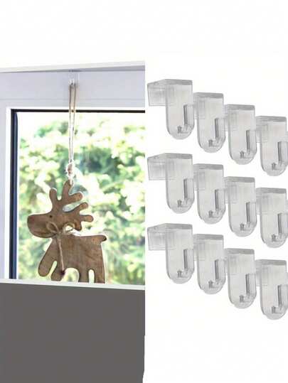 1/5/10pcs Heavy-Duty Transparent Plastic Curtain Hooks - Door & Window Hooks For 20mm Thick Doors, Rustproof White-Like Design, Sturdy Adhesive-Free Hold For Bathroom, Partitions, DIY Hanging (Compatible With Door/Window Frames), Plug Cover, Window Hanger, Window Sill Hooks,Shower Curtain Hooks, Window Decoration Items, Picture Hooks, Soft Close Door, Renting Friendly Curtain Hooks Over