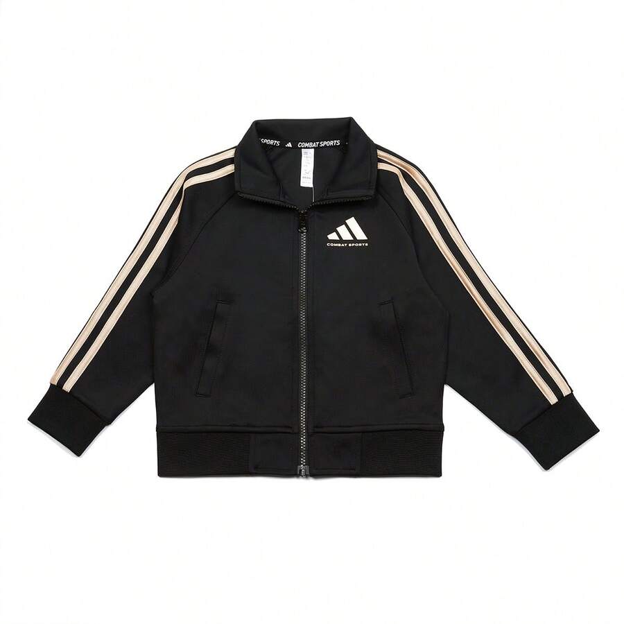 Adidas Tween Boy Letter Graphic Contrast Striped Tape Jacket - Black - View 1