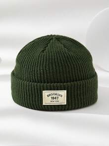 1顶男女通用户外休闲时尚黑色多色柔软舒适保暖弹力针织帽，适合日常穿着，冬季装备，冬季服装 - A - 查看 10