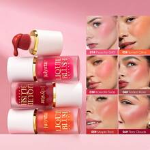 Julystar 1pc Dual-Use Lip & Cheek Cream Blush, Portable Matte Nude Face Contour Liquid Blush, Daily, Party, Stage Makeup, Christmas Holiday Facial Cosmetics - 彩色 - 查看 3