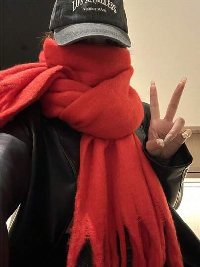 1 Pieza de Bufanda Gruesa Versátil y Casual para Uso Diario, Resistente al Frío e Invierno