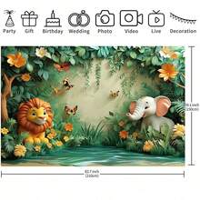 2D 1 Piece Holiday Party Indoor And Outdoor Decoration Backdrop - Polyester Multipurpose Backdrop, Tropical Rainforest Theme, Wildlife Park Animal Theme, Wall Decoration Backdrop For Wedding, Bridal Party, Birthday, Baptism - Multicolor - View 10