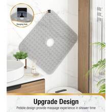 Shower Bathtub Mat Non Slip, 24inchx 24inch Bath Mat For Tub, Soft PVC Shower Mats For Inside Shower With Suction Cups And Center Drain Hole, Machine Washable Bathroom Floor Mat, Grey{Inchcolor_nameinch:InchGreyinch,Inchsize_nameinch:Inch24\Inchx24\Inch(Square)Inch} - Grey - View 7