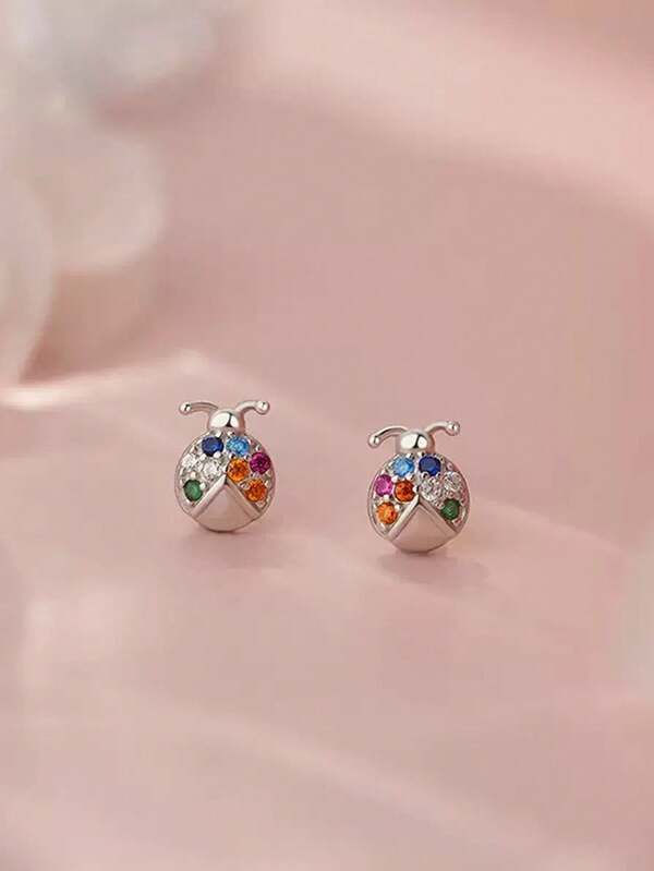 Pendientes de botón de escarabajo arcoíris de plata de ley 925, de color cambiante, decoración de remache personalizada, imprescindible para momentos brillantes, deslumbrante bajo la luz del sol, extremadamente llamativo