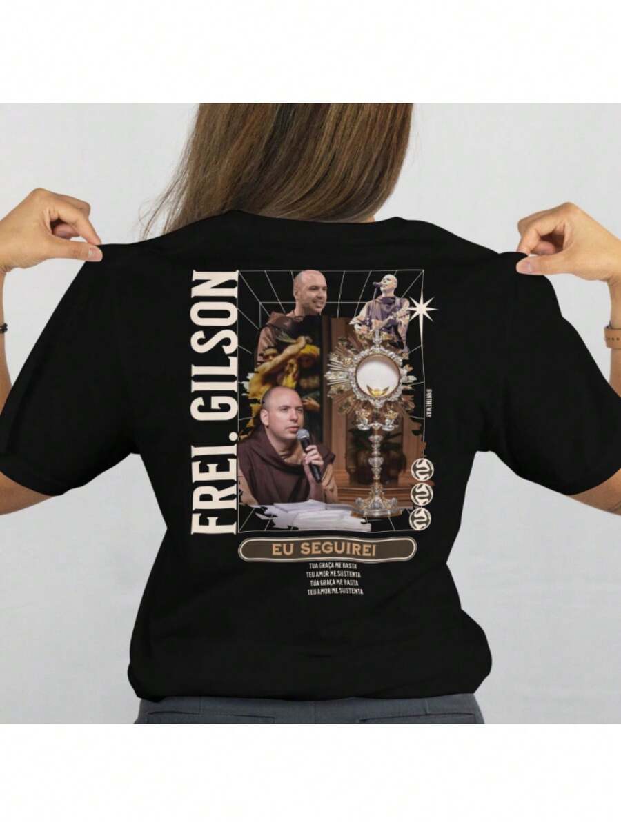 T-Shirt Frei Gilson, Catholic Christian Priest, Jesus, Cotton Shirt - 黑色 - 查看 1