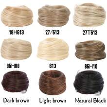 Synthetic Hair Bun Woman Straight Updo Hair Tie Elastic Rubber Band Chignon Hairpiece Extensions Hair Bands Natural Hairpiece Fo - Multicolor - View 3