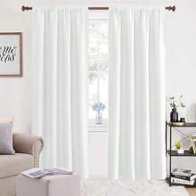NANWEI Cortinas Blackout para Recamara con Aislamiento Térmico, Cortinas para Sala 100% Poliéster Tela, Reducción de Ruido, Suave Cortinas con Bolsillo para Barra, 2 Paneles, 132 x 213.3 cm,(132An x 213.3Al cm (2 Paneles) Blanco) - Tipo 18 - Ver 1