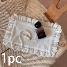 1件/6件韩式Ins风格心形蕾丝小餐巾餐垫杯垫多用途防尘罩餐垫