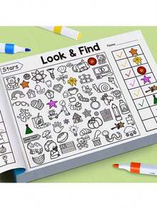 Children's Interactive Seek - And - Find Game Book - Enhance Brain With Sudoku Puzzles, Memory And Color Recognition. It's A Travel Puzzle Card For Both Home And School Use, With Durable Pages And Fun Challenges. Ideal As A Gift For Thanksgiving, Christmas And New Year.