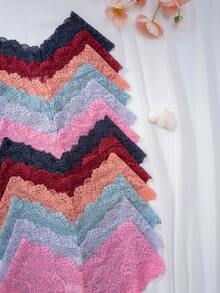 12pcs/Pack Women's Fashionable V-Waist Lace Sexy Underwear