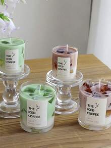 This 1pc Matcha Coffee Cup-Shaped, High-Appearance Jelly Wax Diffuser Candle Will Add A Warm And Romantic Touch To Your Home! It Makes An Excellent Gift Choice And Is Perfect For Spring-Themed Jar Candles. It Is Suitable For Various Occasions: Valentine's Day/Carnival/Easter/Party Gift, Wedding Accessory, Gift For Coffee Lovers, Unisex - Multicolor - View 4