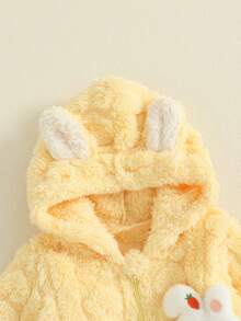 Baby Winter Plush Hood Romper Cute Bunny Long Sleeve Zip Up Full Length Bodysuit Snowsuit - Amarillo - Ver 10