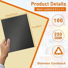 28 Sheets Shimmer Black Cardstock 8.5 X 11 Scrapbooking Paper, 92lb Premium Certificate Paper Card Stock Wedding, Crafting, Greeting Cards, Making Cards, Menus, Party2025 - 黑色 - 查看 2