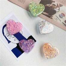 Resin Glitter Heart-Shaped Phone Holder Ring, Compatible With Apple 14, 1ung Phones, GlitSlouchyLazy Bracket Accessory - Multicolor - View 3