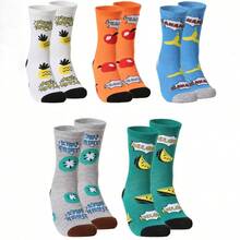 2 pares de calcetines de tobillo con estampado de frutas de dibujos animados para hombres