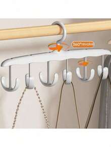 5 件多功能旋转衣架，带多个挂钩，适用于领带、围巾、卧室衣柜空间整理器 - 彩色 - 查看 3