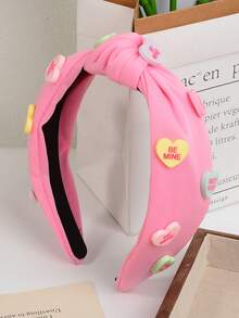 1件甜美优雅的纯色布艺字母爱心发箍，宽结头饰，适合女性佩戴，可用于派对、情人节、日常佩戴，也可作为送给女友的礼物，是女士头饰的理想之选。 - 彩色 - 查看 6