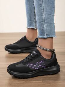 Women's Casual Sports Shoes Lace-Up Fashion Running Shoes Versatile Platform Sneakers Lightweight Comfortable