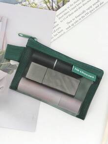 4pcs Large Capacity Nylon Mesh Zipper Pouch, Portable Waterproof Cosmetic Bag Wine Red Bag, Multifunctional Makeup Bag, Stationery Bag, Cable Organizer, Coin Purse Makeup Travel Toiletry Organizer Make Up Bag Makeup Pouch Toiletry Bag Wash Bag Travel Essential Cruise Essentials Vacation Essentials For Men Women - Multicolor - View 8