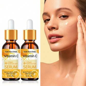  YOUNGCOME 维生素 C 面部精华液，抗衰老超级维生素 C 面部精华液，含透明质酸和维生素 E，可淡化色斑，护肤，圣诞礼物 | 1.35/2.03 液体盎司