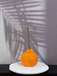 1pc Cute Orange Incense Holder For Sticks, Handmade Incense Burner, Nature Theme Incense Tray, For Meditation Yoga Spa Room Decor - Orange - View 4