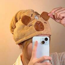 Gorro para secar el cabello de capibara, gorro de toalla para el cabello de secado rápido, gorro de conejillo de indias de agua, gorro de baño, gorro de toalla, gorro para el cabello súper absorción - A4 - Ver 7