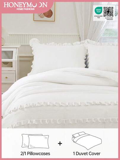 2/3 st romantiskt påslakanset i fransk stil, påslakanset, 1 st täckeöverdrag med 1/2 st örngott, mjukt och andningsbart, elegant, vackert dekorativt sängöverdrag för sovrum/studentrum, passar perfekt i alla sängstorlekar