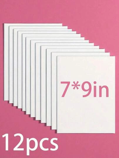 4/8/12片装空白油画画布板，7x9英寸尺寸，预涂白色底漆，适用于水彩、油画、丙烯画，非常适合业余艺术家。