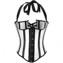 La.Y Fashion Womens Burlesque Lace Underbust Corset Bustier - 白色 - 查看 1