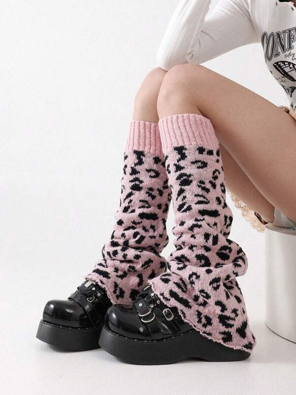 1 Pair Y2K Japanese Style Leg Warmers, Grey Slimming Knee High Leg Warmers With Drawstring Tie For Women, Versatile