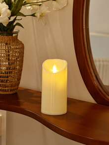 1 szt. Plastikowa skośna świeca LED bez płomienia, realistyczna świeca o fakturze wosku, elegancka dekoracja domu na Boże Narodzenie, Walentynki, oświetlenie nastrojowe do wnętrz, blat stołu, kuchnia, łazienka, lampka nocna