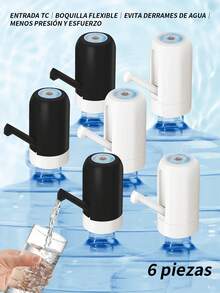 6 piezas Dispensador de Botella de Agua Universal,Bomba Automática Plegable,Mini bomba de agua eléctrica plegable automática y de varios engranajes, dispensador de agua portátil recargable por USB-C. - 6 piezas - Ver 2