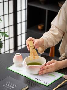 Bộ 6 dụng cụ đánh trà Matcha bằng gốm sứ Nhật Bản dùng cho nghi lễ trà Matcha Dụng cụ đánh trà Matcha Bộ dụng cụ đánh trà Matcha Bộ đế tre trắng - Nhiều màu - Xem 6