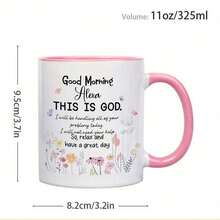 1 Pack 11 Oz Christian Inspirational Bible Verse Coffee Mug With Good Morning Quote And Floral Design - Macaron Color, Spirit-Boosting Religious Suitable Activities, Daily Use, Home And Office - Durable Faith-Themed Cup Suitable Hot And Cold Drinks (Home Use) - Black - View 6