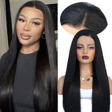 Peluca sintética de encaje frontal recto de 13x4 para mujeres, sin pegamento, con densidad del 180%, resistente al calor, adecuada para uso diario, fiestas y disfraces