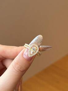 2pcs Set S925 Sterling Silver Water Drop Rings Set Elegant For Women Dating Party Ring Anniversary Occasion Exquisite Women's Jewelry Gift