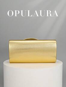 OpulAura Retro Solid Color Clutch Bag, Versatile Mini Purse, Fashionable PU Leather Handbag Suitable For Weddings, Parties, Galas, Dinners And Other Occasions - Gold - View 6