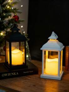 1PC LED Candle Lantern - 3*AA Batteries Operated (Batteries Not Included) Decorative Lamp With Black/White Options For Home, Party & Ambience Decoration - Multicolor - View 2