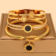 3/1 件女士珠宝手链礼品套装，不锈钢手链配方晶锆石四叶花、蝴蝶吊坠 - 小鎖吊墜組合款 - 查看 16