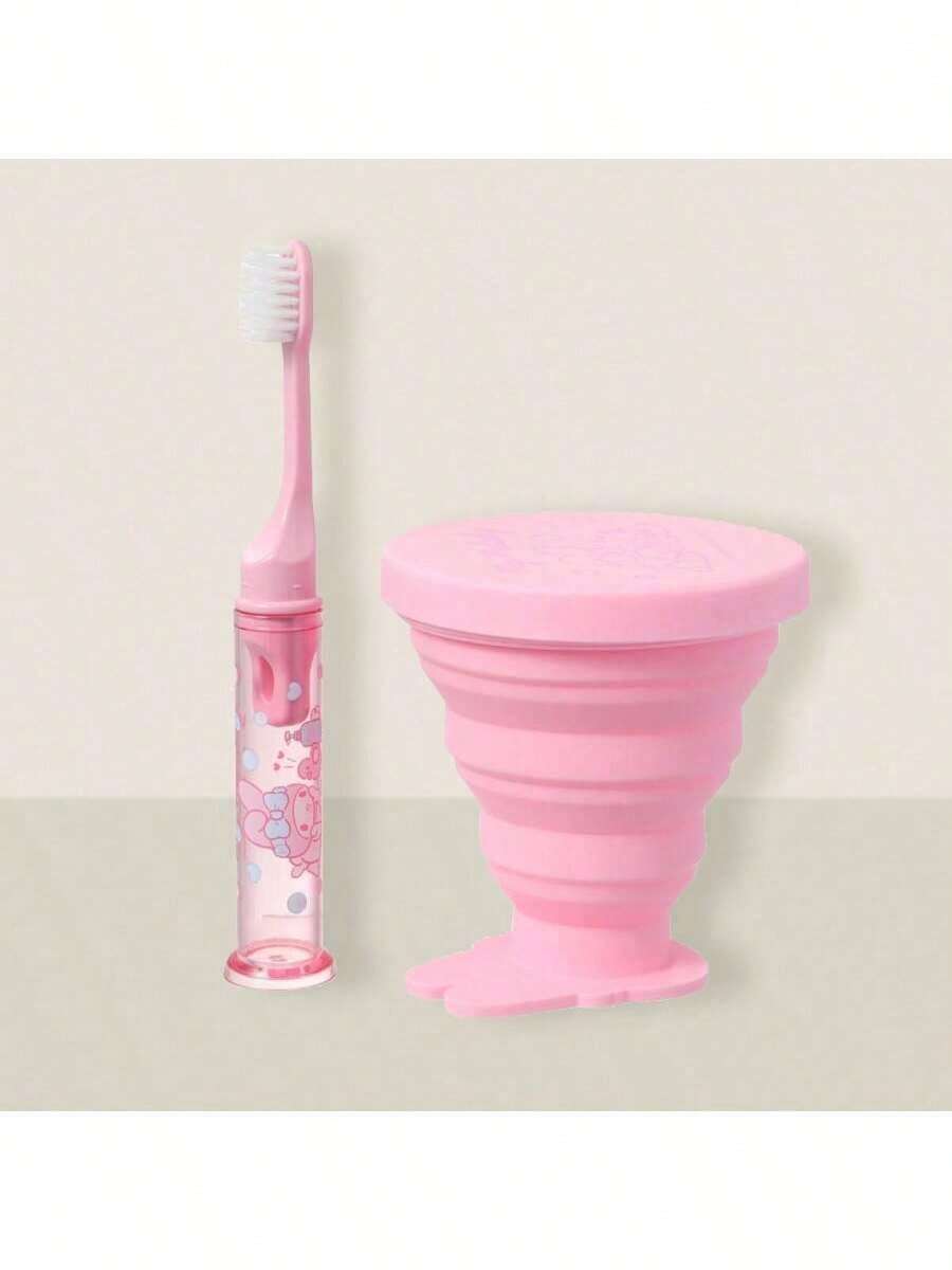 Miniso Sanrio Series Foldable Toothbrush & Bathroom Cup Portable Compact-Hello Kitty - Pink - View 1
