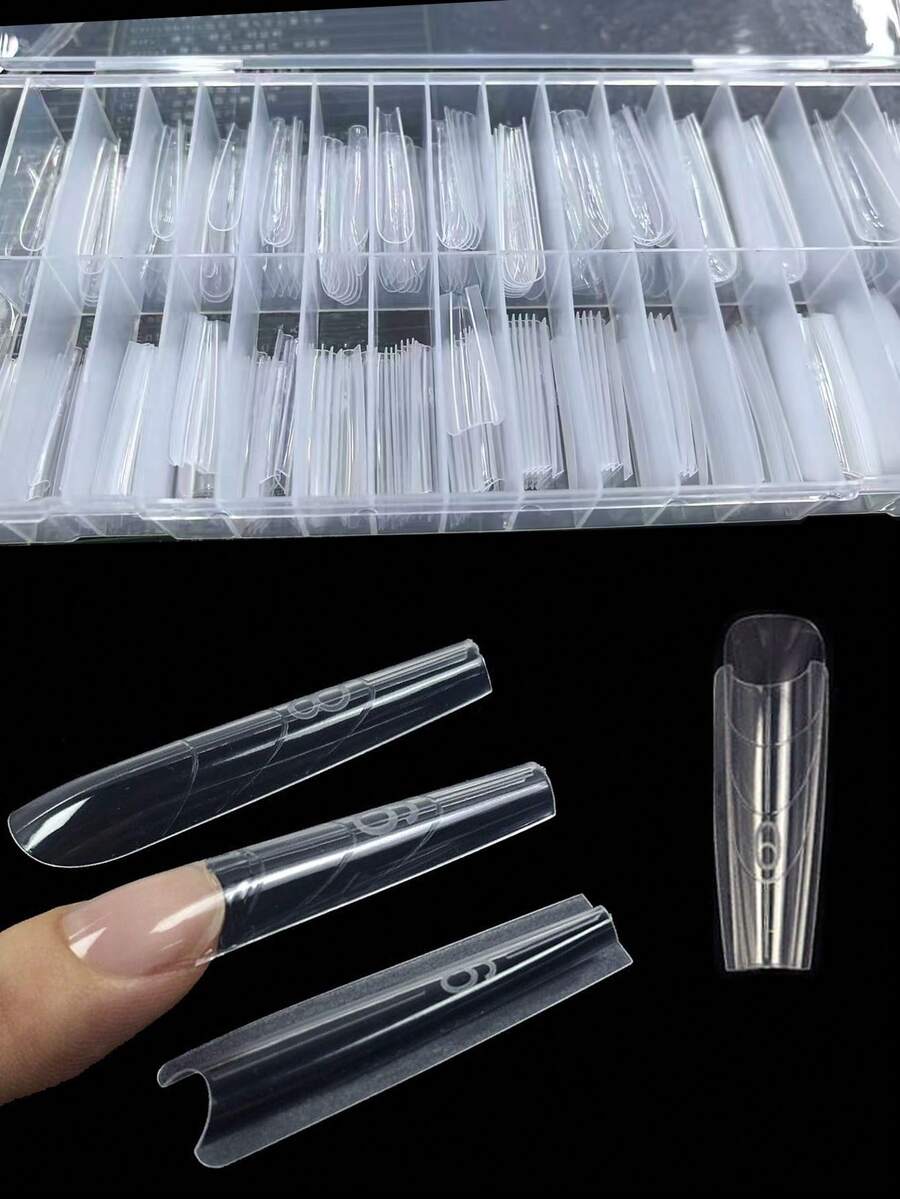 240 Pcs/Box Sandwich Dual Nail Tips Form Quick Extension Sandwich Nail Extension Forms For Nails - Clear - View 1